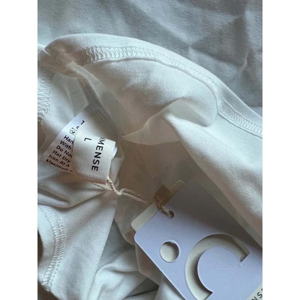 100% Cotton Muscle Tank Top Sleeveless Tie‎ Front Casual White Top Size L